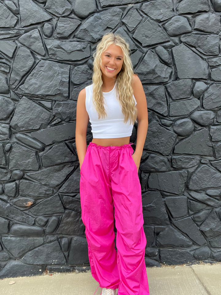 Fuchsia Parachute Pants – Gibson Girl Boutique